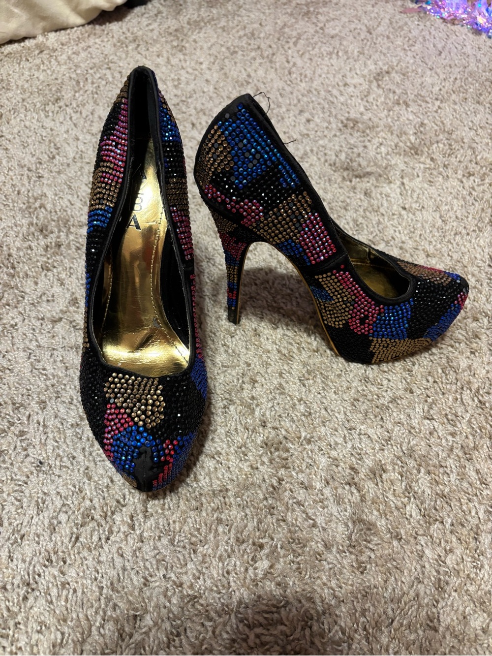 ALBA Crystal-Embellished Black Multi High Heel Pumps